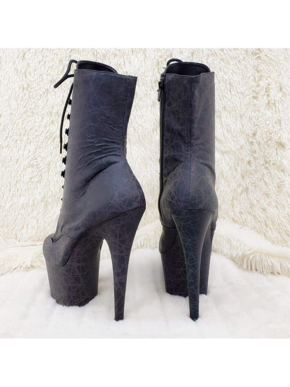 Reflective Geometric Platform High Heel Ankle Boots - Picture 11 of 17